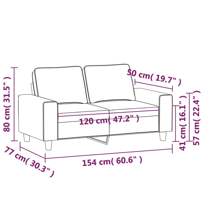 Canapea cu 2 locuri, gri închis, 120 cm, material textil