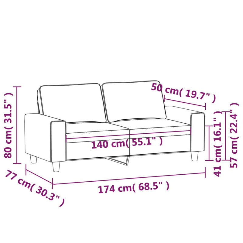 Canapea cu 2 locuri, maro, 140 cm, material textil