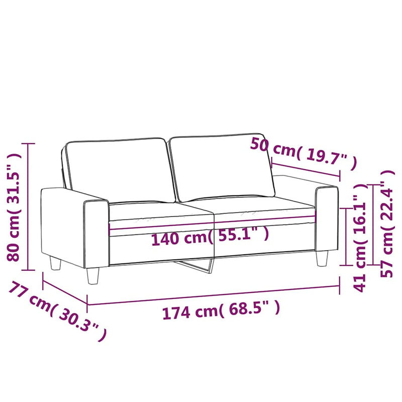 Canapea cu 2 locuri, negru, 140 cm, material textil