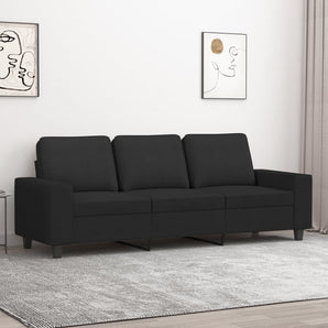 Canapea cu 3 locuri, negru, 180 cm, material textil