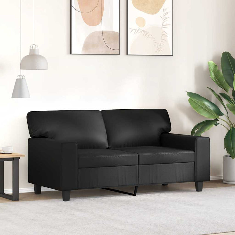 Canapea cu 2 locuri, negru, 120 cm, piele ecologică