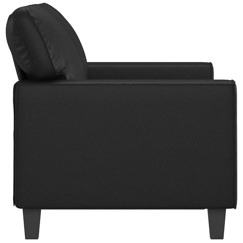 Canapea cu 2 locuri, negru, 120 cm, piele ecologică