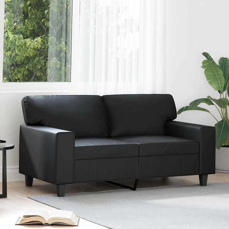 Canapea cu 2 locuri, negru, 120 cm, piele ecologică