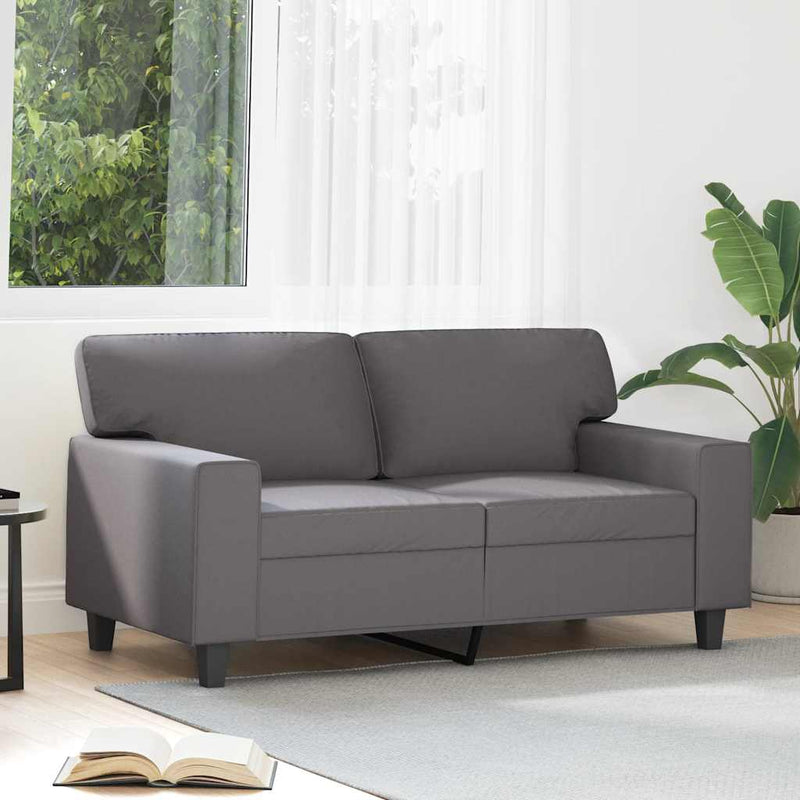Canapea cu 2 locuri, gri, 120 cm, piele ecologică