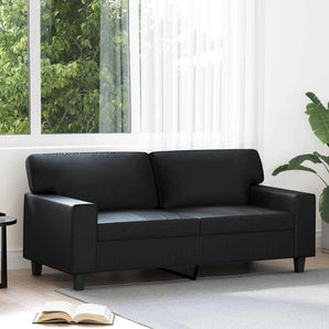 Canapea cu 2 locuri, negru, 140 cm, piele ecologică