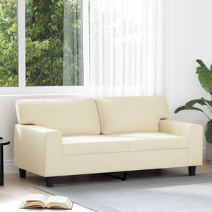 Canapea cu 2 locuri, crem, 140 cm, piele ecologică