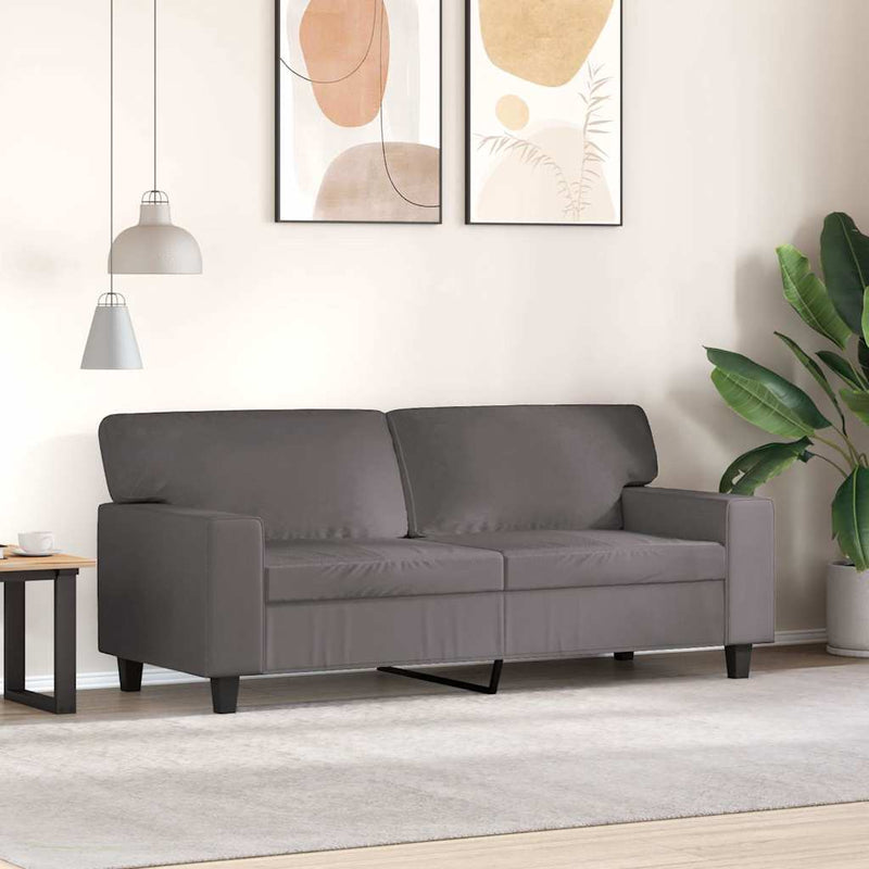 Canapea cu 2 locuri, gri, 140 cm, piele ecologică