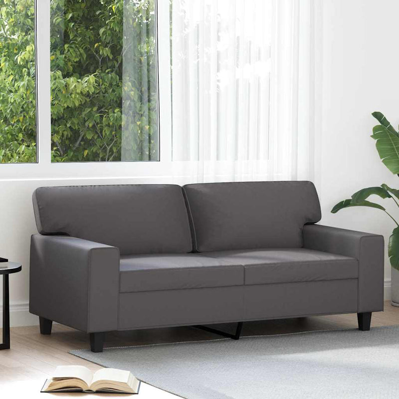 Canapea cu 2 locuri, gri, 140 cm, piele ecologică