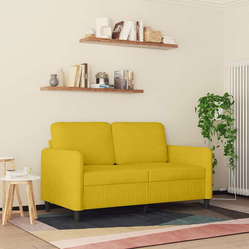 Canapea cu 2 locuri, galben, 120 cm, catifea