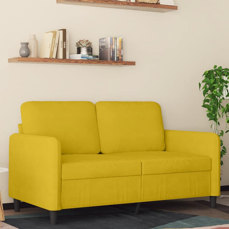 Canapea cu 2 locuri, galben, 120 cm, catifea