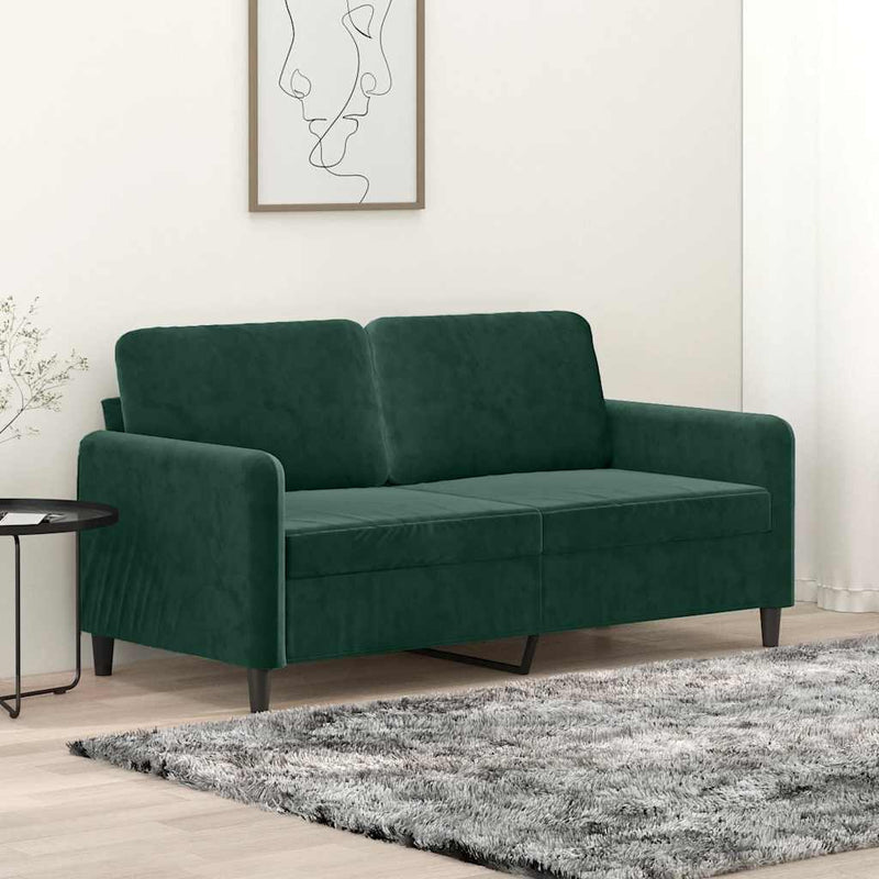 Canapea cu 2 locuri, verde închis, 140 cm, catifea