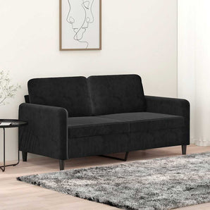 Canapea cu 2 locuri, negru, 140 cm, catifea