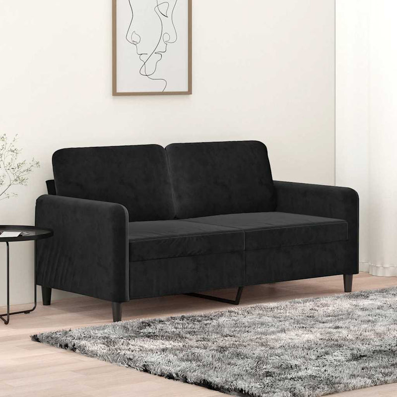 Canapea cu 2 locuri, negru, 140 cm, catifea