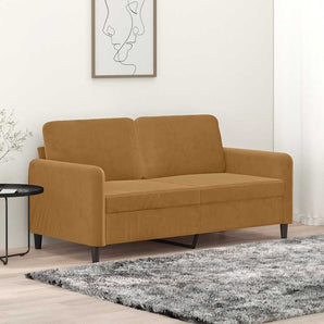 Canapea cu 2 locuri, maro, 140 cm, catifea