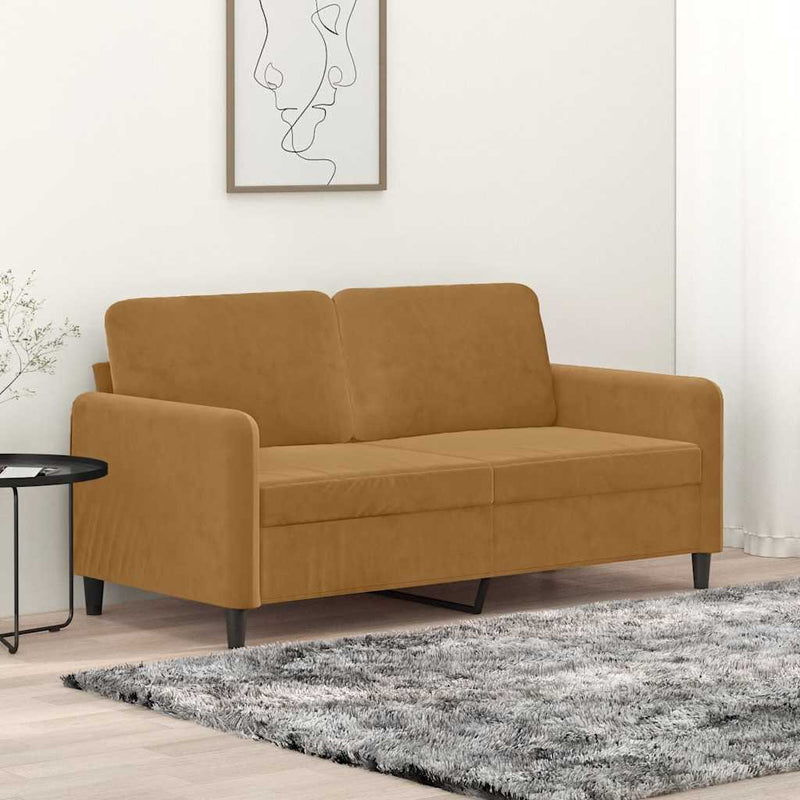 Canapea cu 2 locuri, maro, 140 cm, catifea
