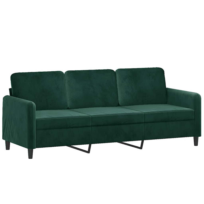 Canapea cu 3 locuri, verde închis, 180 cm, catifea