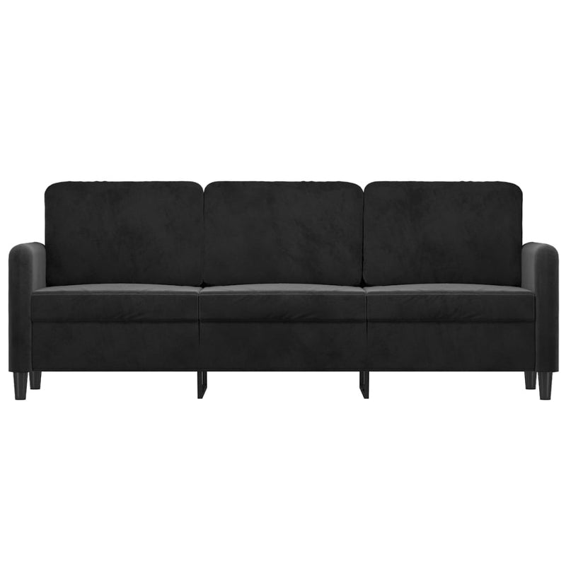 Canapea cu 3 locuri, Negru, 180 cm, catifea
