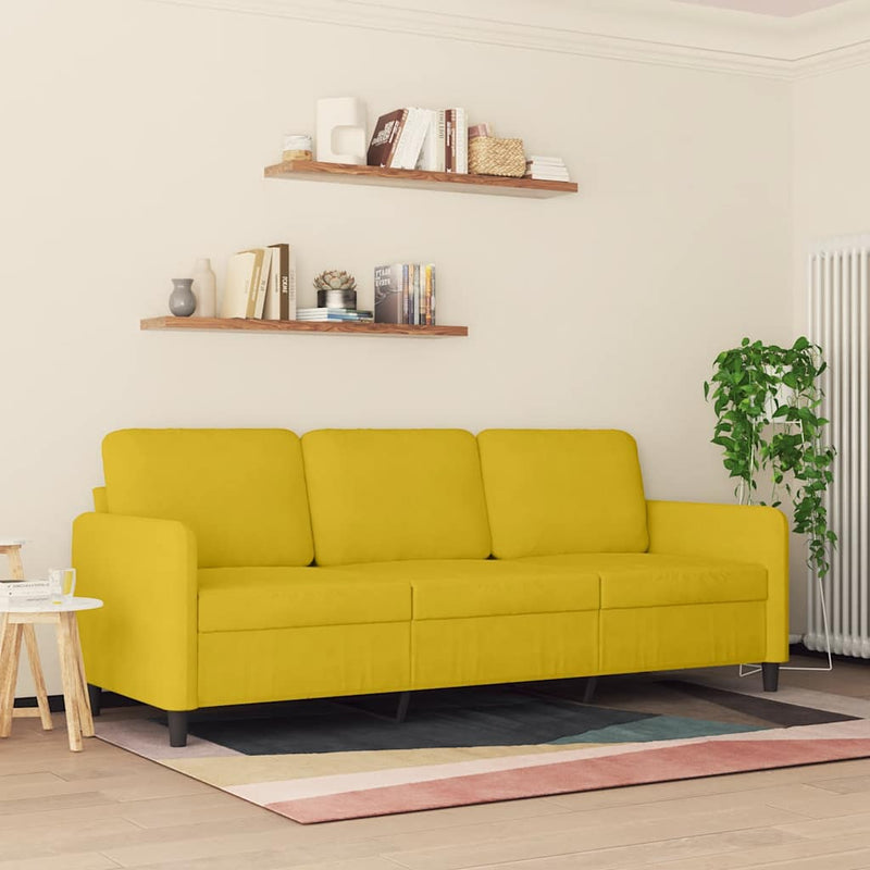 Canapea cu 3 locuri, galben, 180 cm, catifea