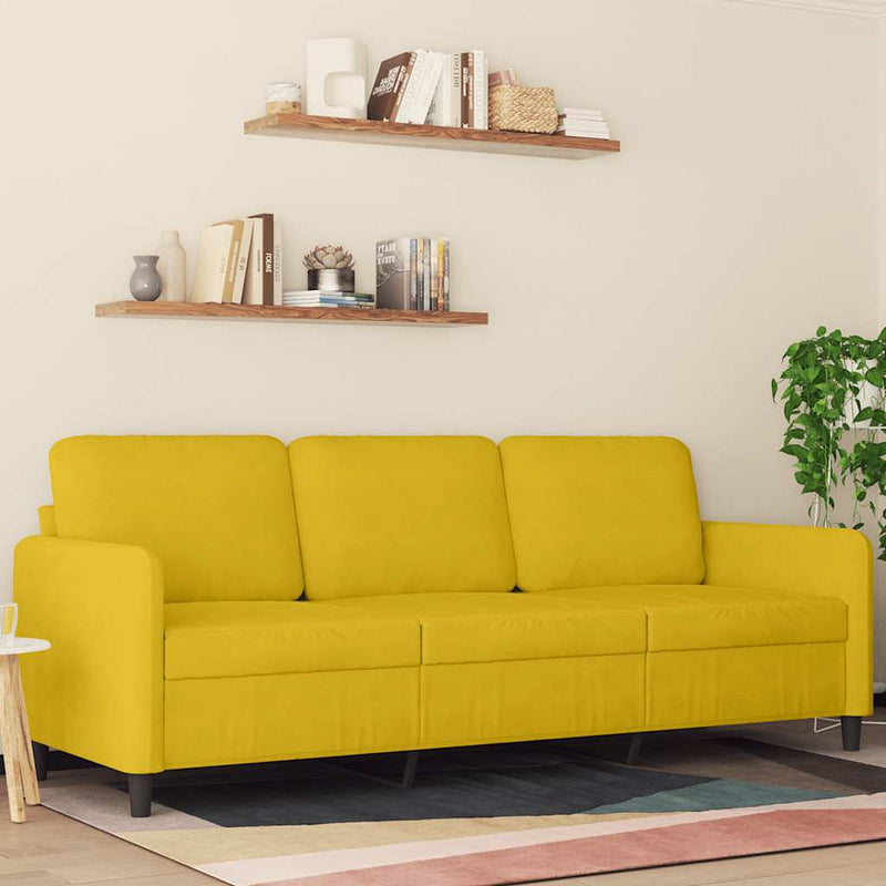 Canapea cu 3 locuri, galben, 180 cm, catifea