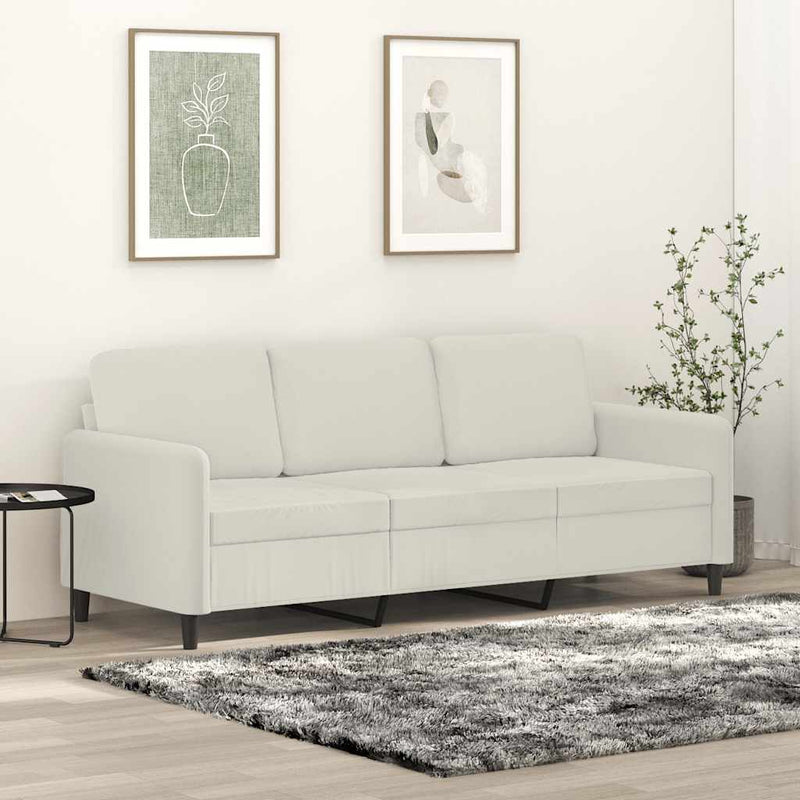 Canapea cu 3 locuri, crem, 180 cm, catifea