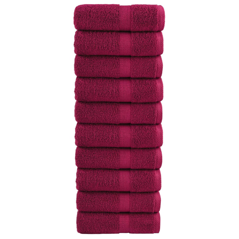 Prosoape de baie premium, SOLUND, 10 buc., bordeaux, 30x30 cm, 600 g/m²
