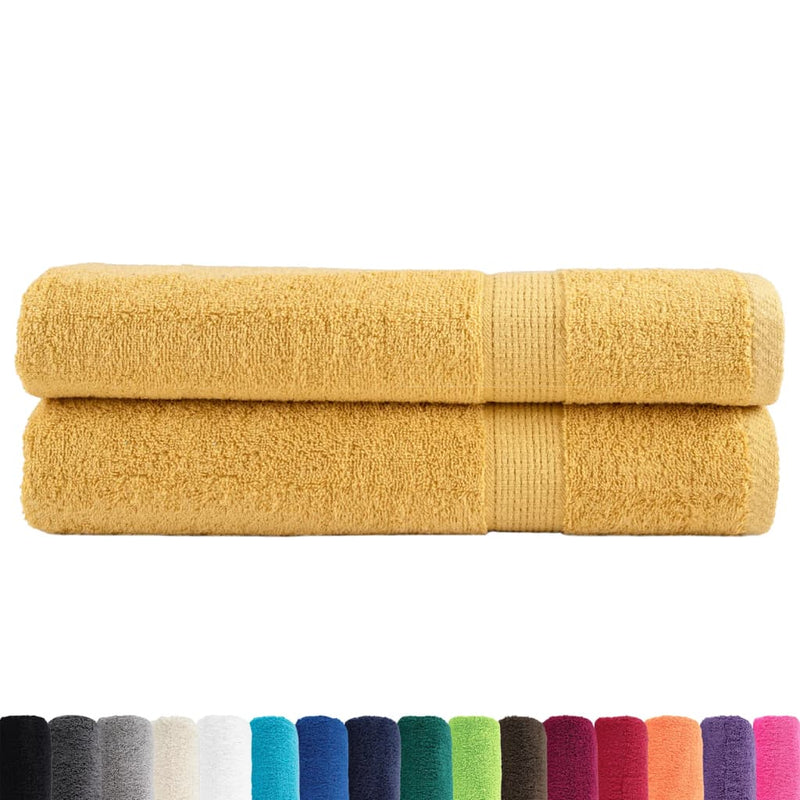 Prosoape de saună premium, SOLUND 2 buc auriu 80x200cm 600gsm