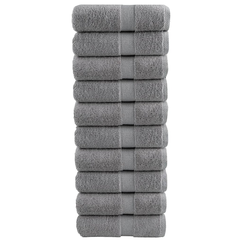 Prosoape de baie premium, SOLUND, 10 buc., gri, 30 x 30 cm, 600 g/m²