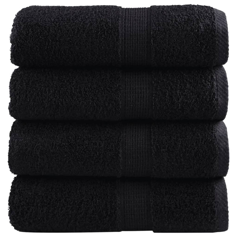 Prosoape de baie premium SOLUND, 4 buc., negru, 30x30 cm, 600 g/m²