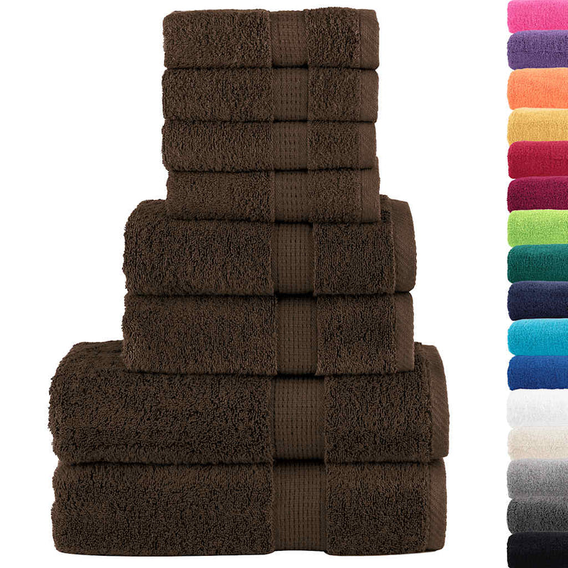 Set de prosoape premium SOLUND, 8 piese, maro, 600 g/m²