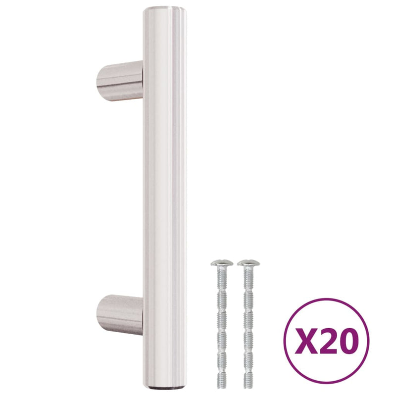Mânere de dulap, 20 buc., argintiu, 64 mm, oțel inoxidabil