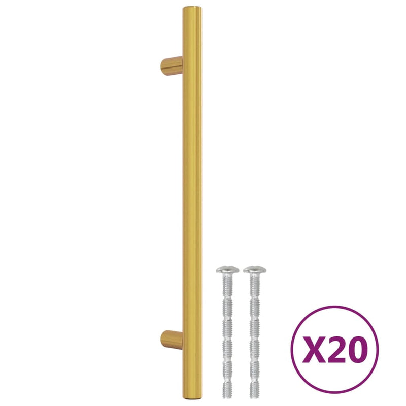 Mânere de dulap, 20 buc., auriu, 160 mm, oțel inoxidabil