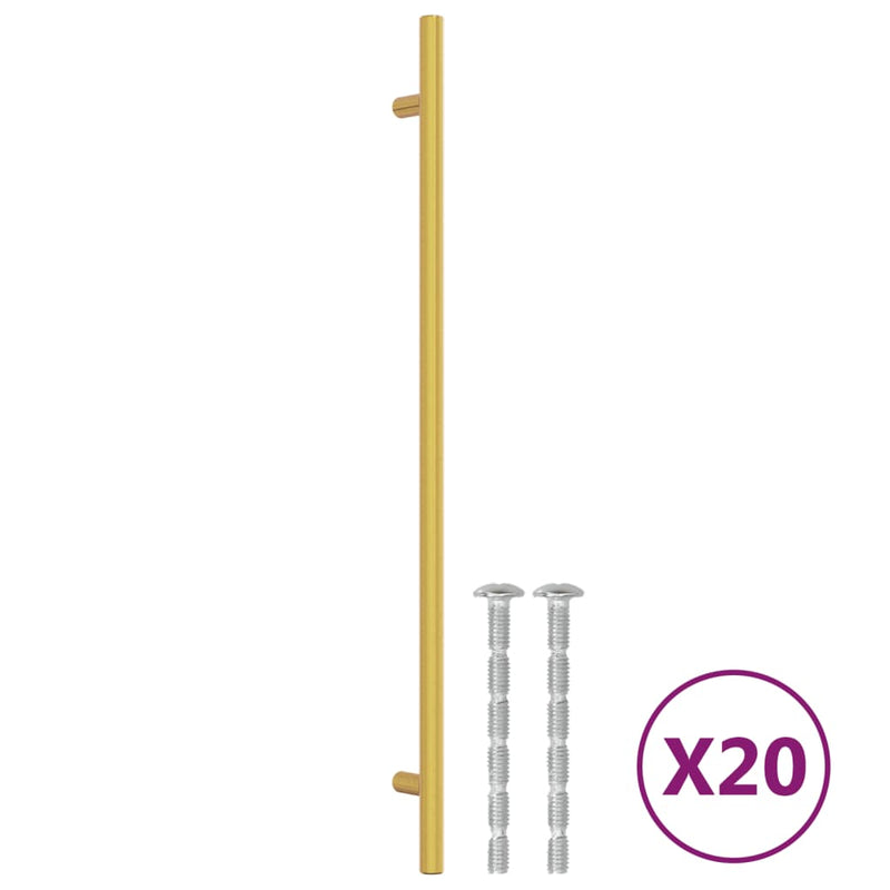 Mânere de dulap, 20 buc., auriu, 320 mm, oțel inoxidabil