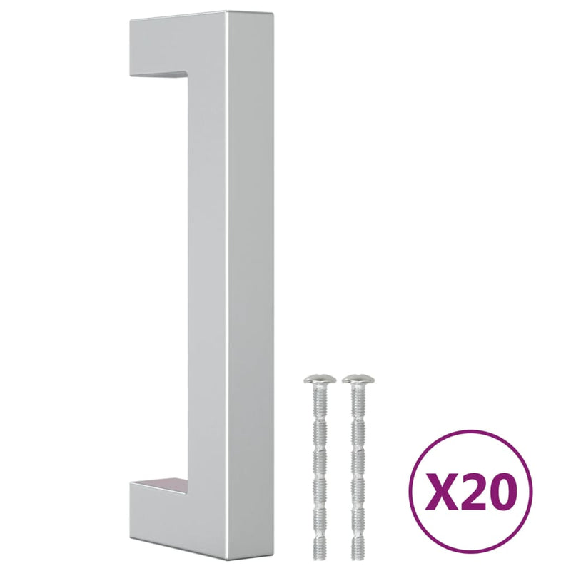 Mânere de dulap, 20 buc., argintiu, 96 mm, oțel inoxidabil