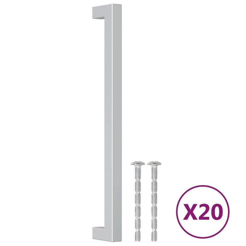 Mânere de dulap, 20 buc., argintiu, 64 mm, oțel inoxidabil
