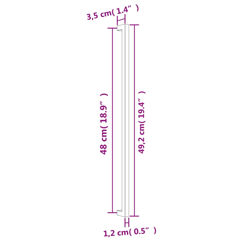 Mânere de dulap, 20 buc., argintiu, 480 mm, oțel inoxidabil