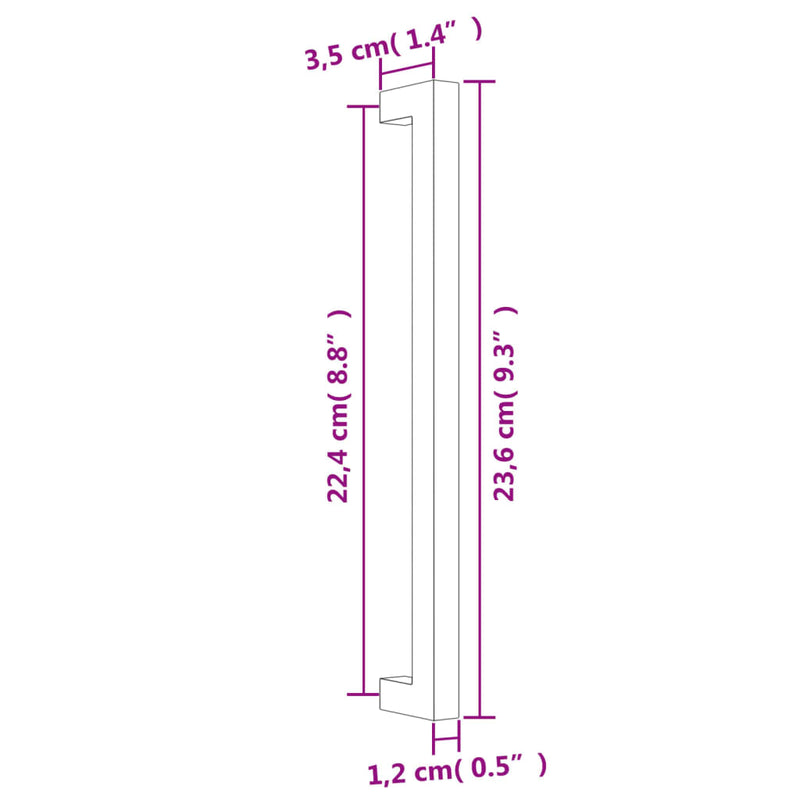 Mânere de dulap, 20 buc., auriu, 224 mm, oțel inoxidabil
