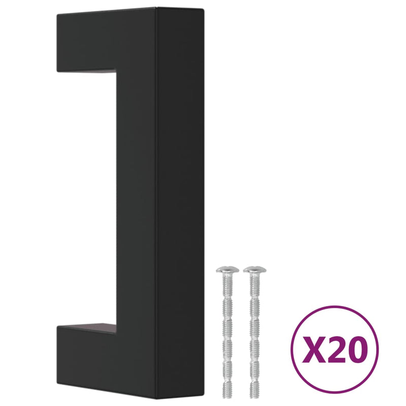 Mânere de dulap, 20 buc., negru, 64 mm, oțel inoxidabil