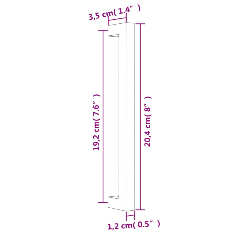 Mânere de dulap, 20 buc., negru, 192 mm, oțel inoxidabil