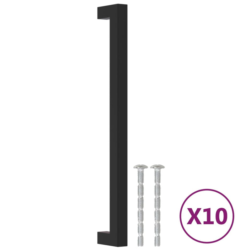 Mânere de dulap, 10 buc., negru, 224 mm, oțel inoxidabil