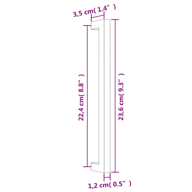 Mânere de dulap, 10 buc., negru, 224 mm, oțel inoxidabil
