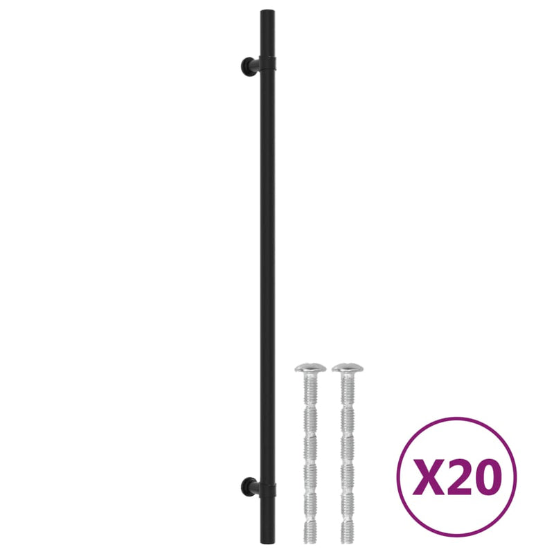 Mânere de dulap, 20 buc., negru, 320 mm, oțel inoxidabil