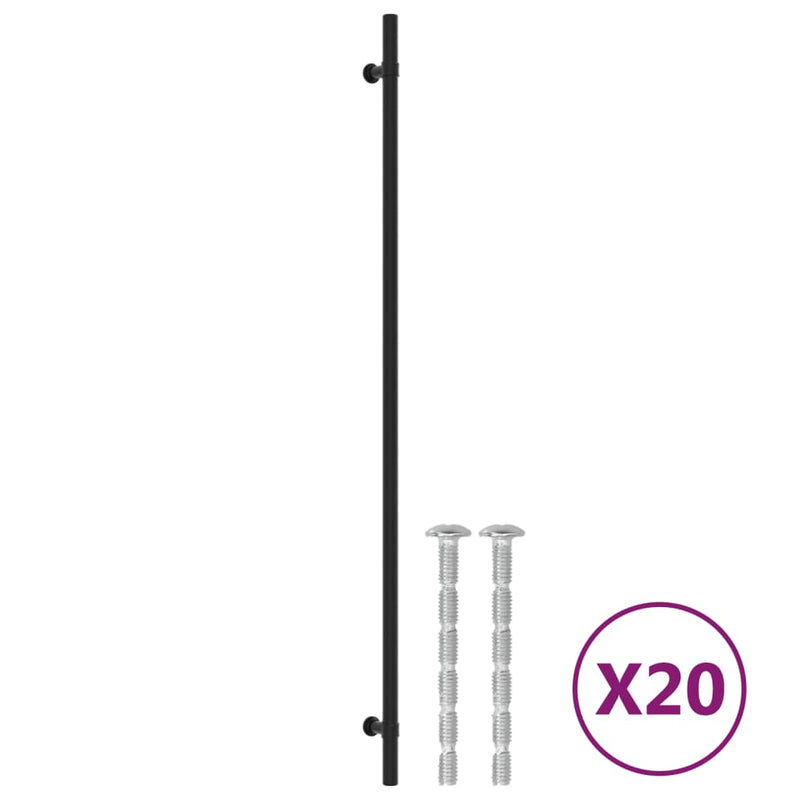 Mânere de dulap, 20 buc., negru, 480 mm, oțel inoxidabil