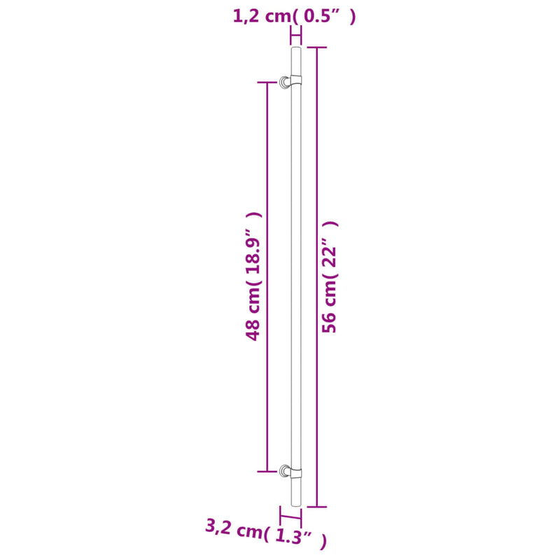 Mânere de dulap, 10 buc., negru, 480 mm, oțel inoxidabil