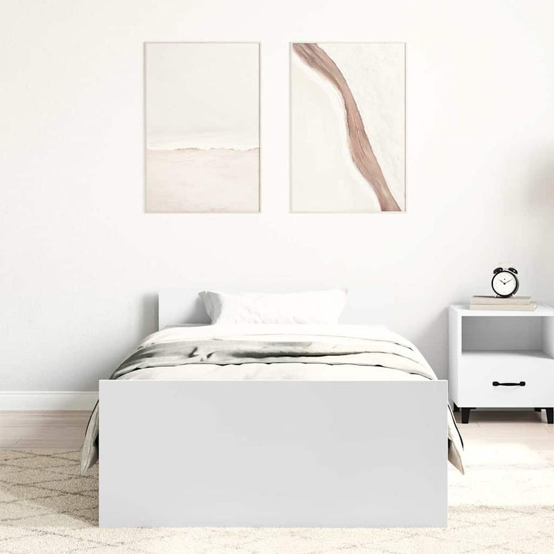 Cadru de pat, alb, 100x200 cm, lemn prelucrat