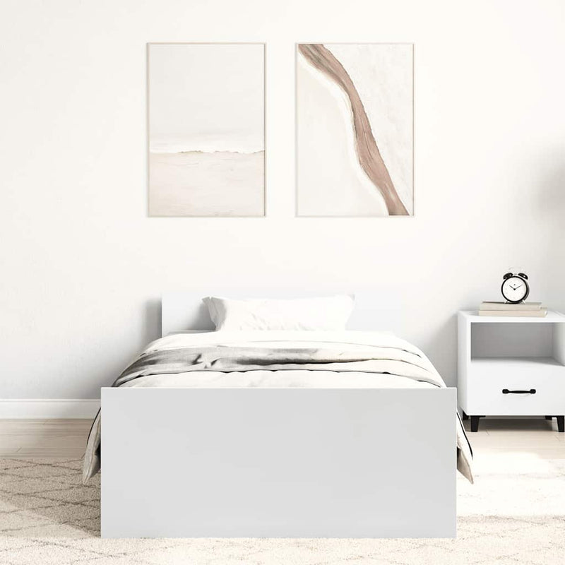 Cadru de pat, alb, 90x190 cm, lemn prelucrat