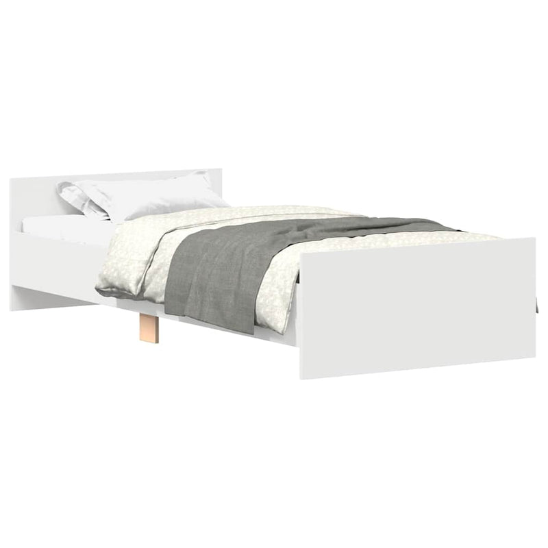 Cadru de pat mic single, alb, 75x190 cm, lemn prelucrat