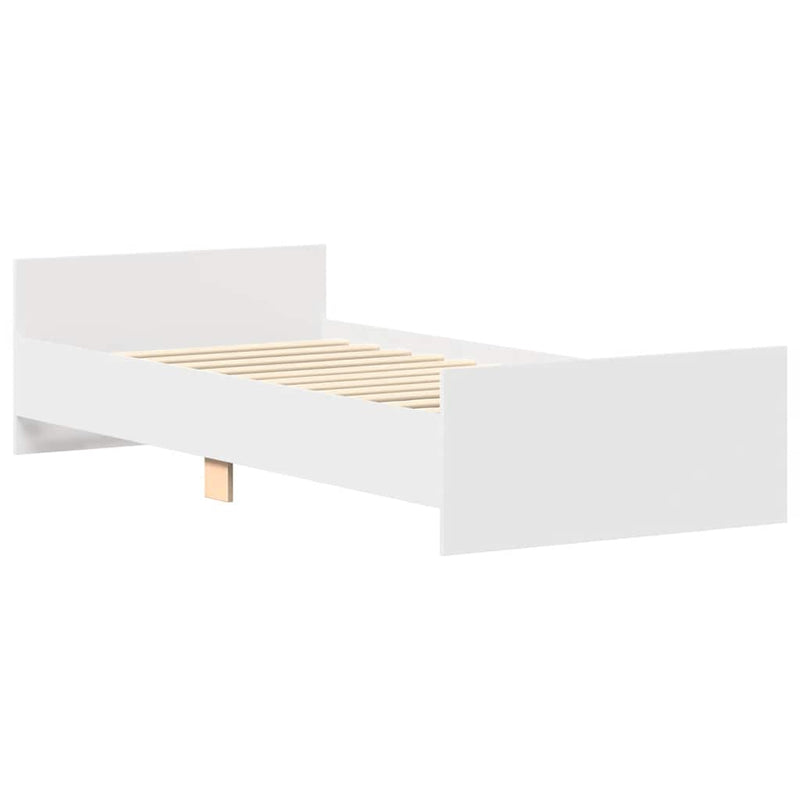 Cadru de pat mic single, alb, 75x190 cm, lemn prelucrat