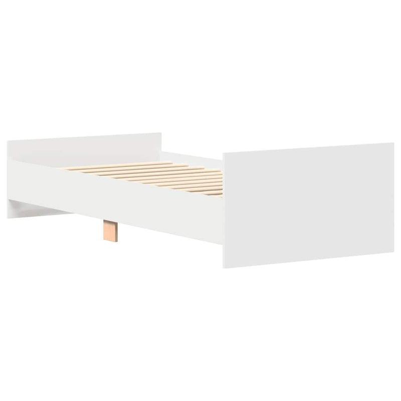 Cadru de pat mic single, alb, 75x190 cm, lemn prelucrat