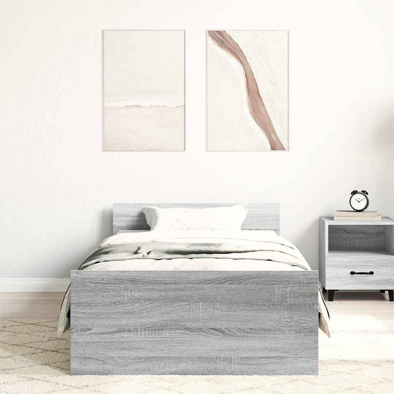 Cadru de pat mic single sonoma gri 75x190 cm lemn prelucrat