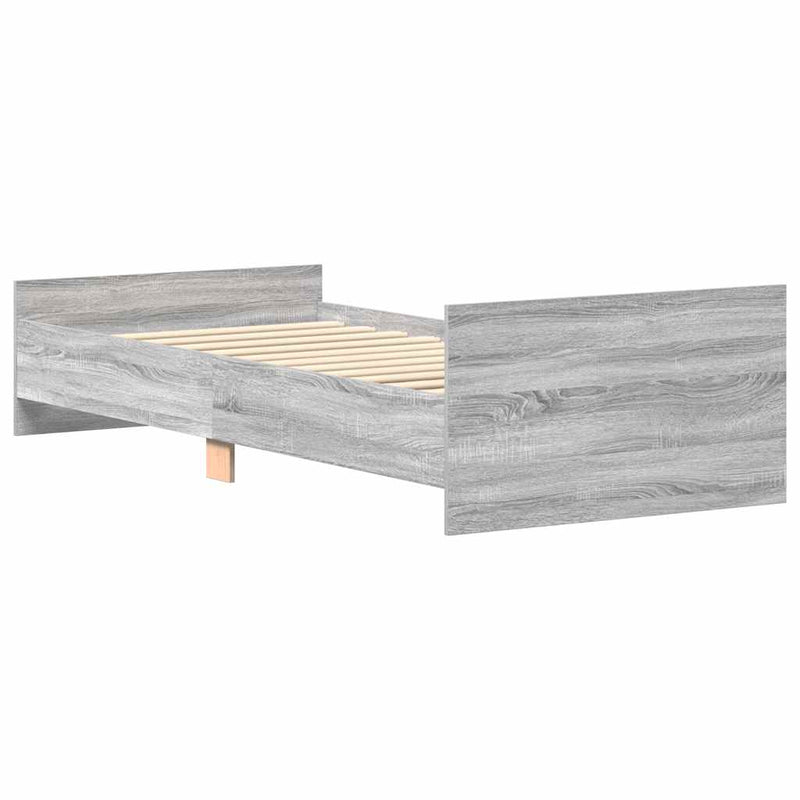 Cadru de pat mic single sonoma gri 75x190 cm lemn prelucrat